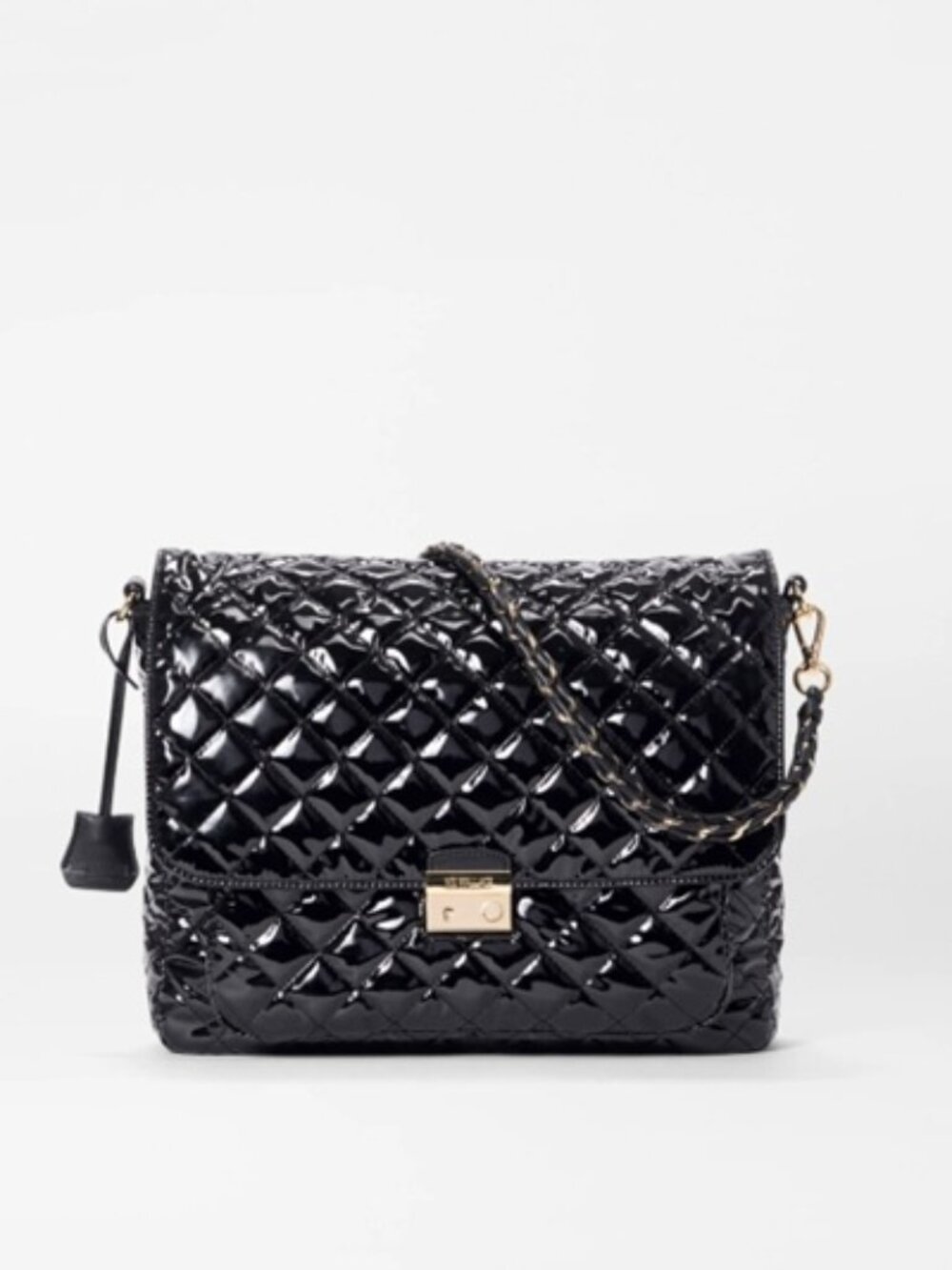MZ Wallace Black Lacquer Medium Crosby Lock Crossbody